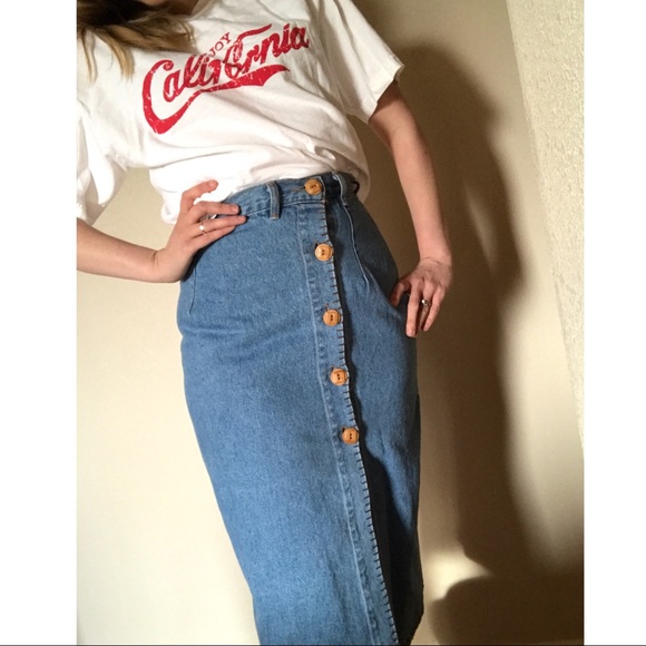 Yellow denim skirt 90s Clearance
